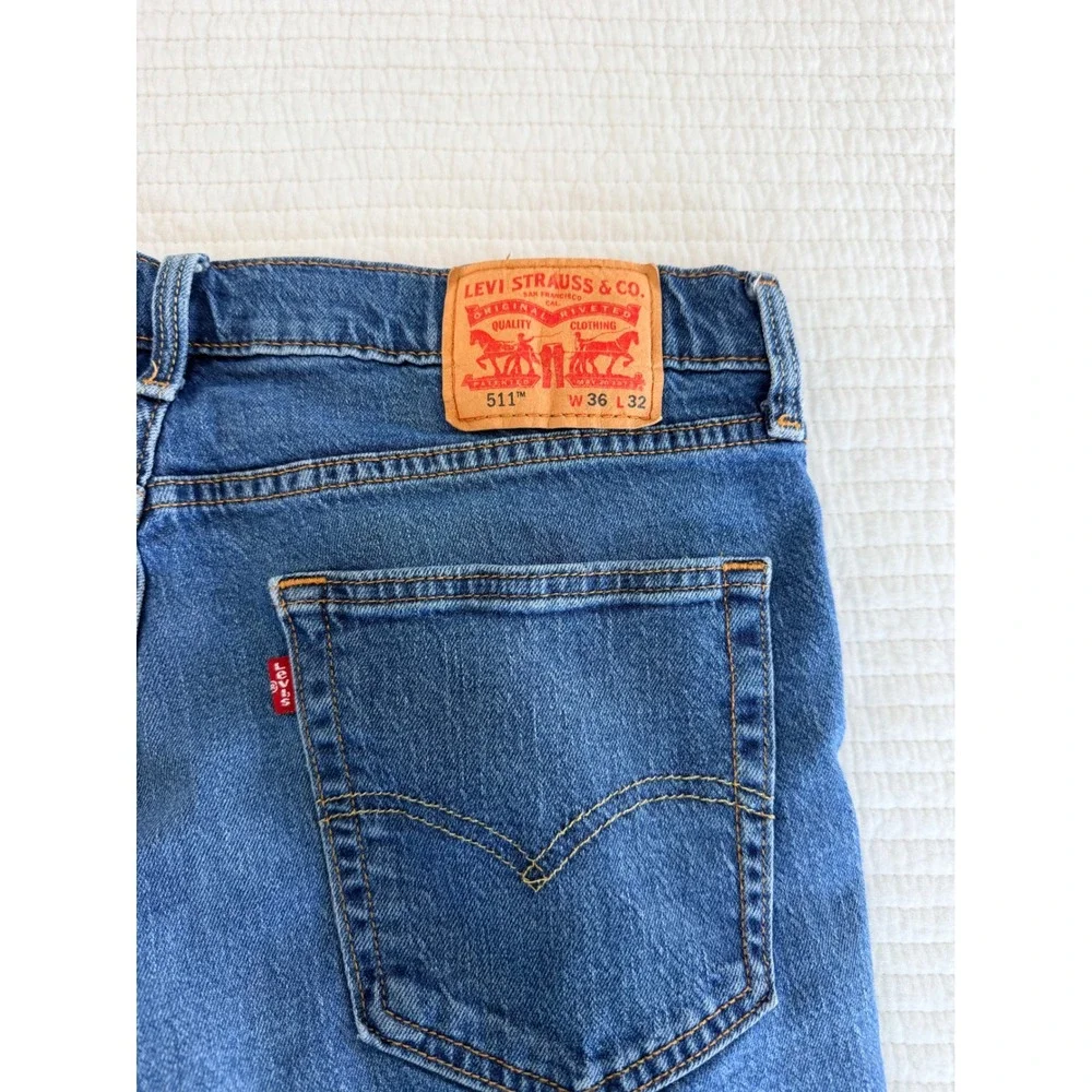 Levis 511 Slim Fit Jeans Mens 36x32 Medium Wash Blue Denim Pants